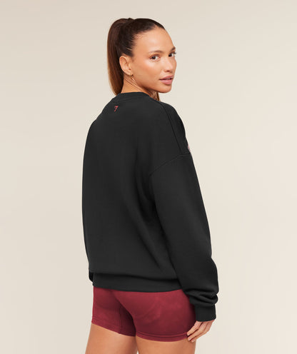 Women's Gymshark Collegiate Graphic Crew Neck Pullover Black