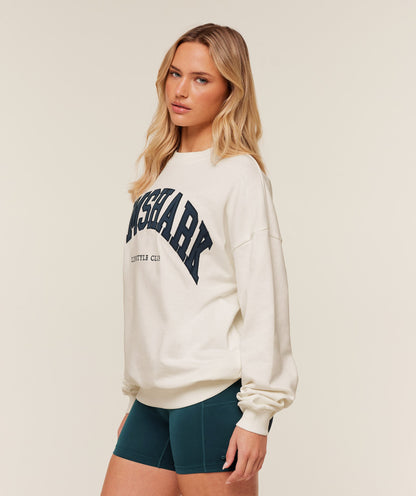 Women's Gymshark Collegiate Graphic Crew Neck Pullover Gs Soft White