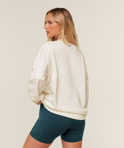 Women's Gymshark Collegiate Graphic Crew Neck Pullover Gs Soft White