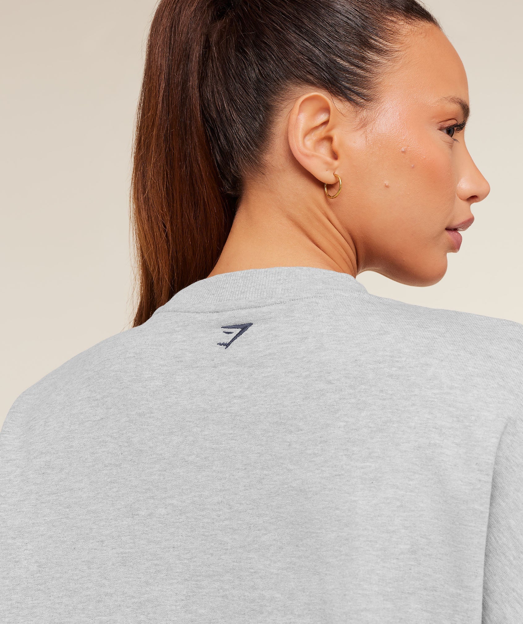 Women's Gymshark Collegiate Graphic Crew Neck Pullover Light Grey Core Marl