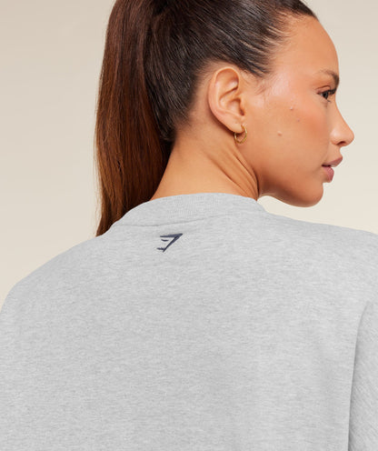 Women's Gymshark Collegiate Graphic Crew Neck Pullover Light Grey Core Marl