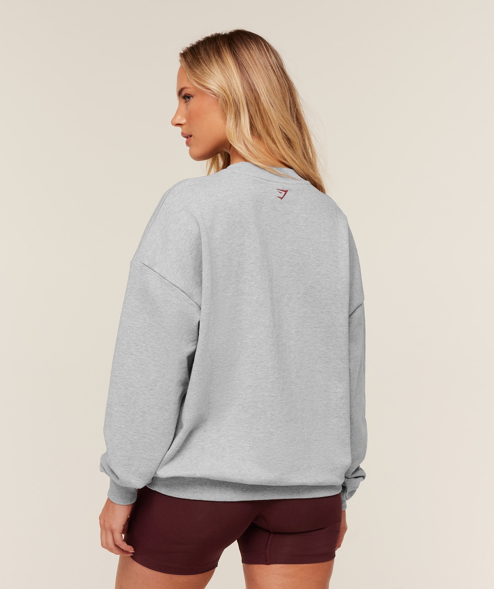 Women's Gymshark Collegiate Graphic Crew Neck Pullover Light Grey Core Marl