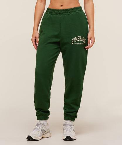 Women's Gymshark Collegiate Graphic Joggers Athletic Green