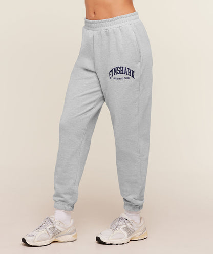 Women's Gymshark Collegiate Graphic Joggers Light Grey Core Marl
