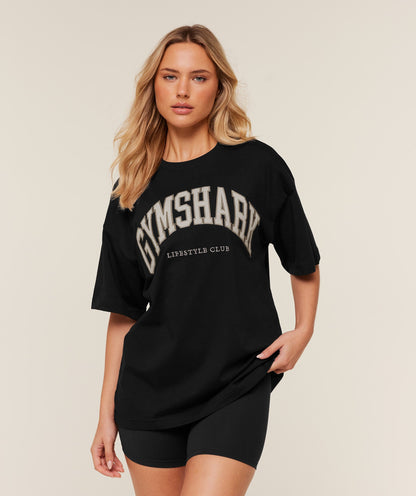 Women's Gymshark Collegiate Graphic T-Shirt Black