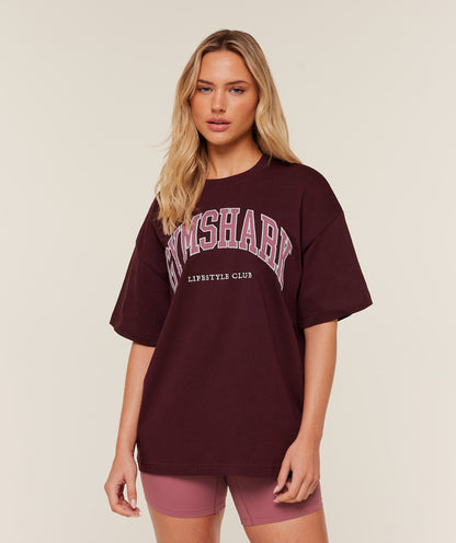 Women's Gymshark Collegiate Graphic T-Shirt Gs Rich Maroon