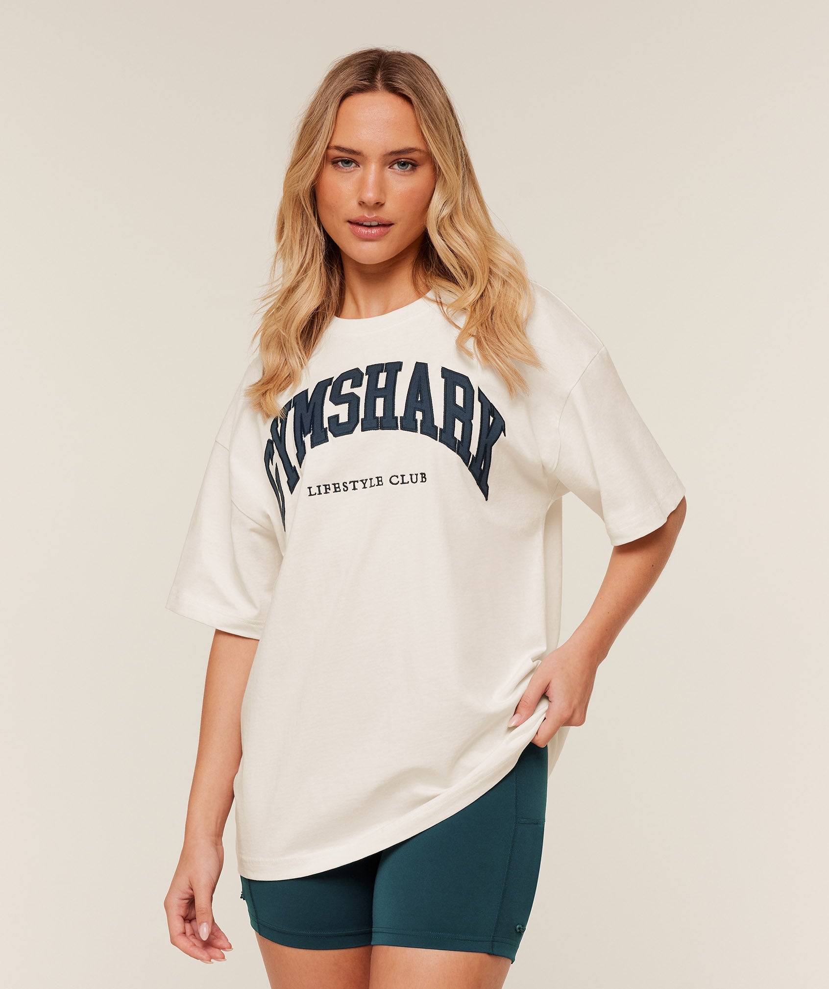 Women's Gymshark Collegiate Graphic T-Shirt Gs Soft White