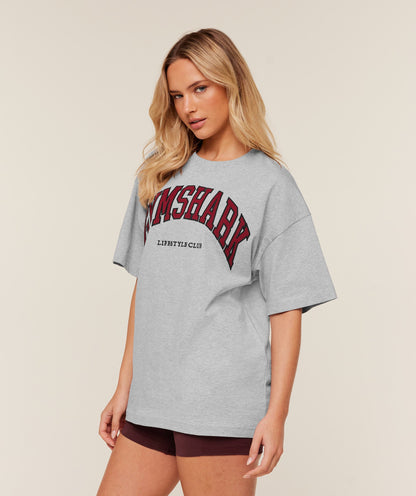 Women's Gymshark Collegiate Graphic T-Shirt Light Grey Core Marl