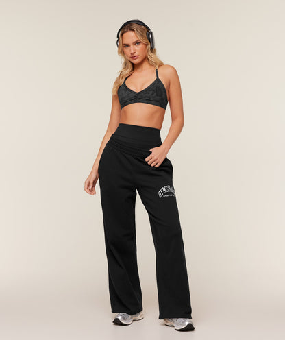 Women's Gymshark Collegiate Graphic Straight Leg Jogger Gs Black