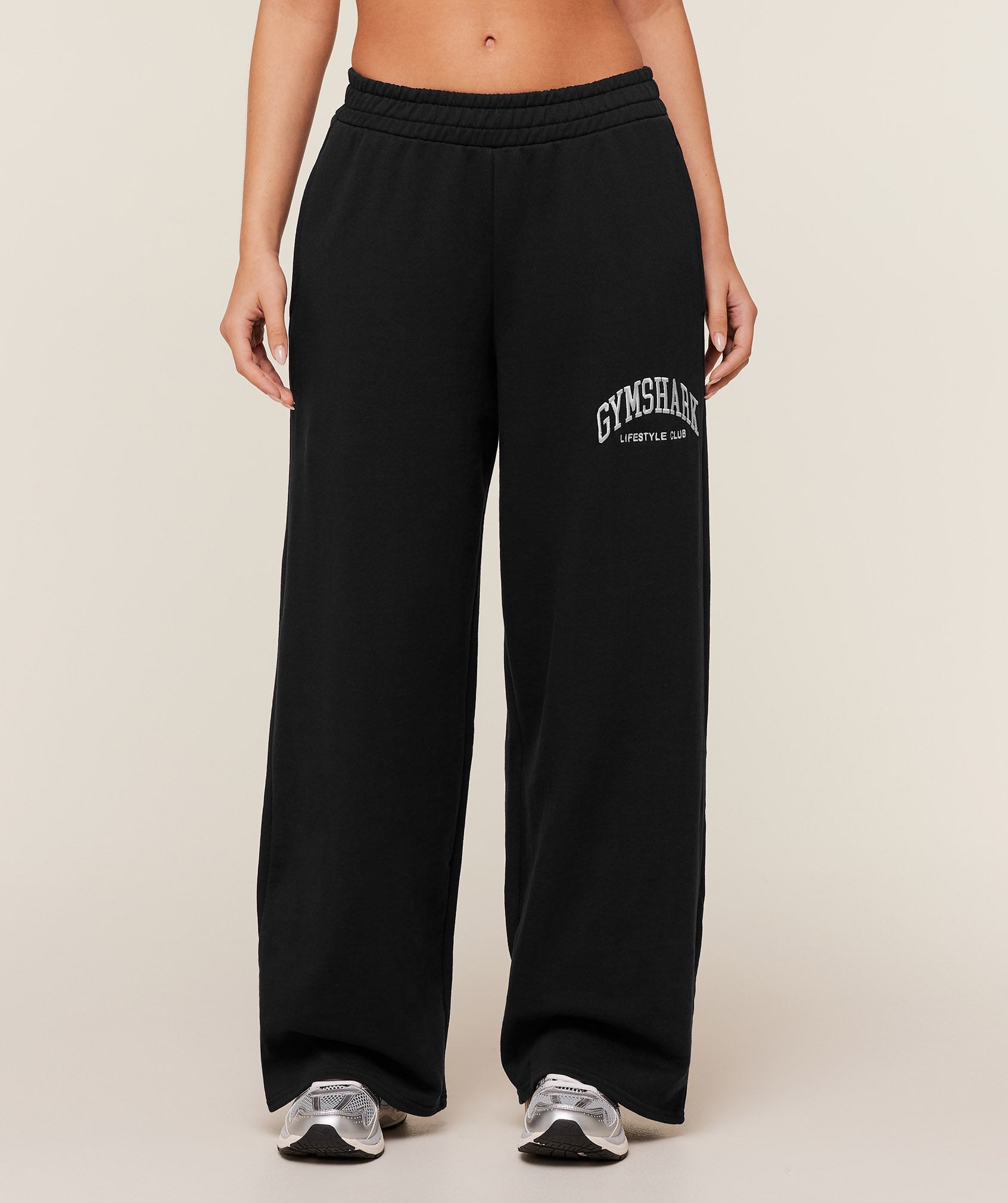 Women's Gymshark Collegiate Graphic Straight Leg Jogger Gs Black