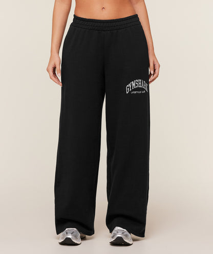 Women's Gymshark Collegiate Graphic Straight Leg Jogger Gs Black