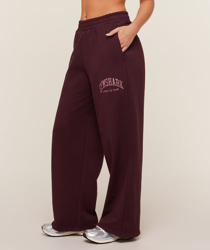 Women's Gymshark Collegiate Graphic Straight Leg Joggers Gs Rich Maroon