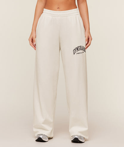 Women's Gymshark Collegiate Graphic Straight Leg Jogger Gs Soft White