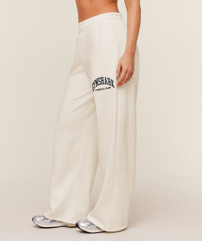 Women's Gymshark Collegiate Graphic Straight Leg Jogger Gs Soft White