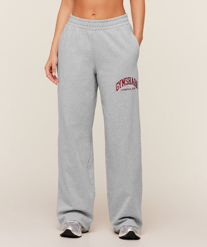 Women's Gymshark Collegiate Graphic Straight Leg Jogger Light Grey Core Marl