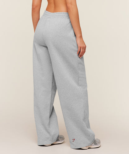 Women's Gymshark Collegiate Graphic Straight Leg Jogger Light Grey Core Marl