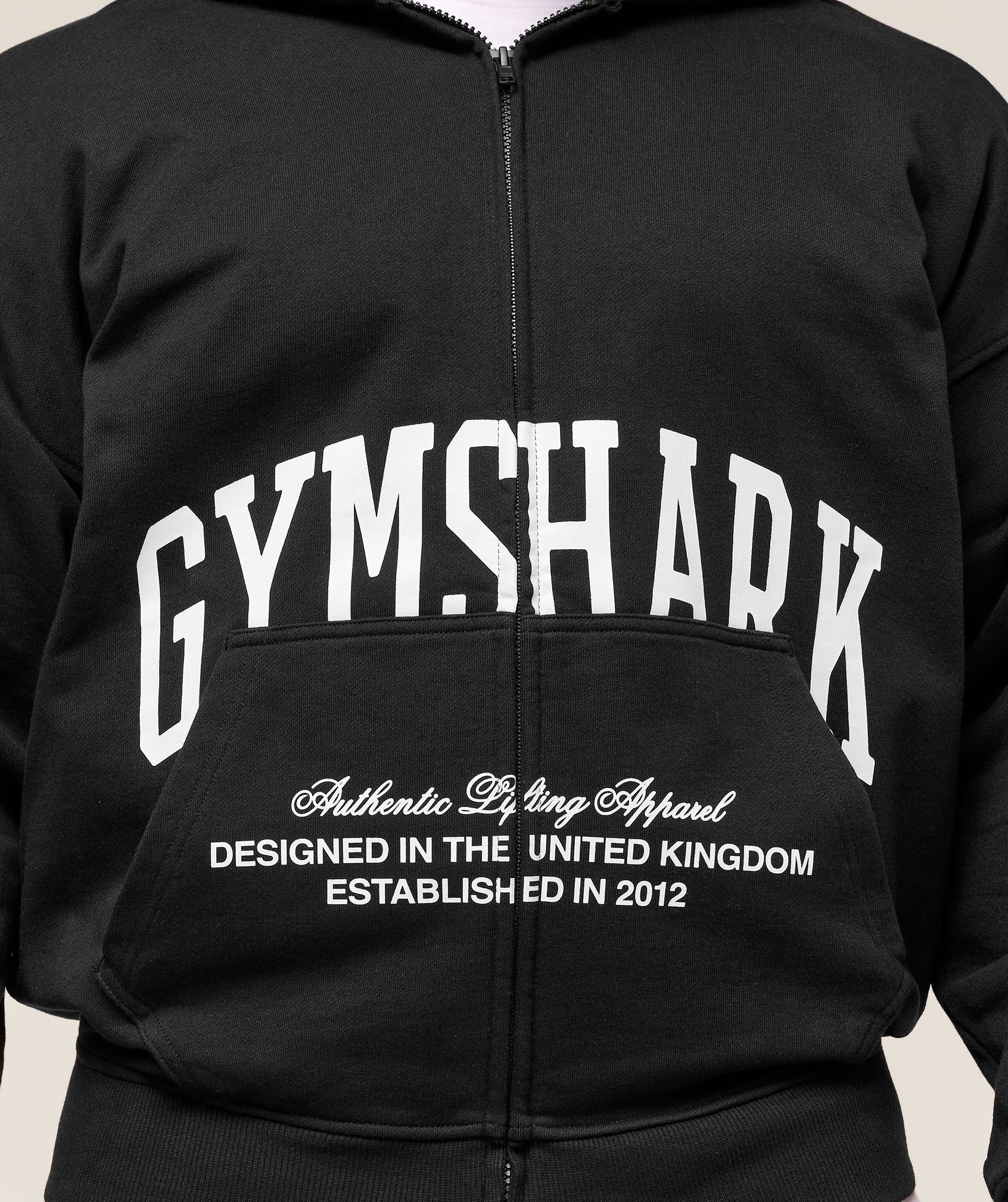 Gymshark Collegiate Script Zip Up Hoodie Black