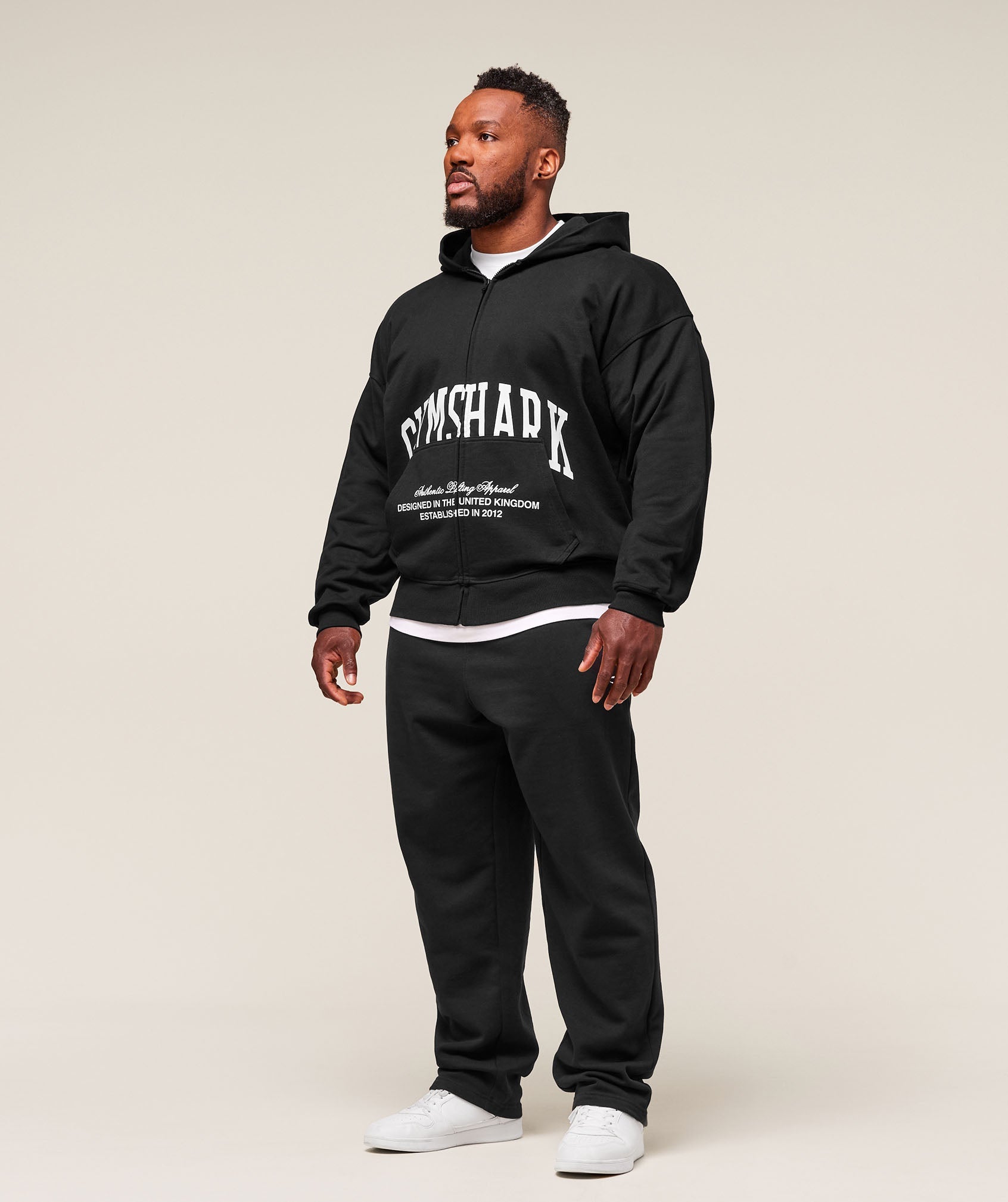 Gymshark Collegiate Script Zip Up Hoodie Black