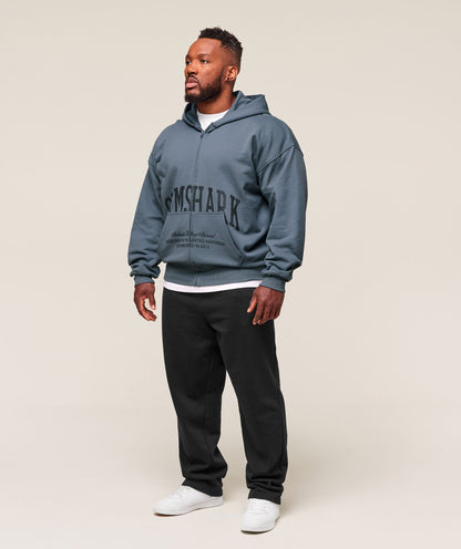 Gymshark Collegiate Script Zip Up Hoodie Iron Blue