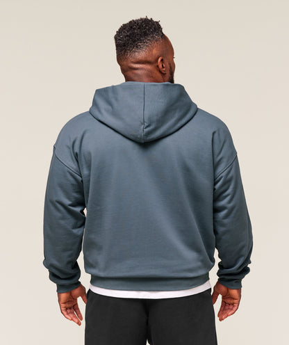 Gymshark Collegiate Script Zip Up Hoodie Iron Blue