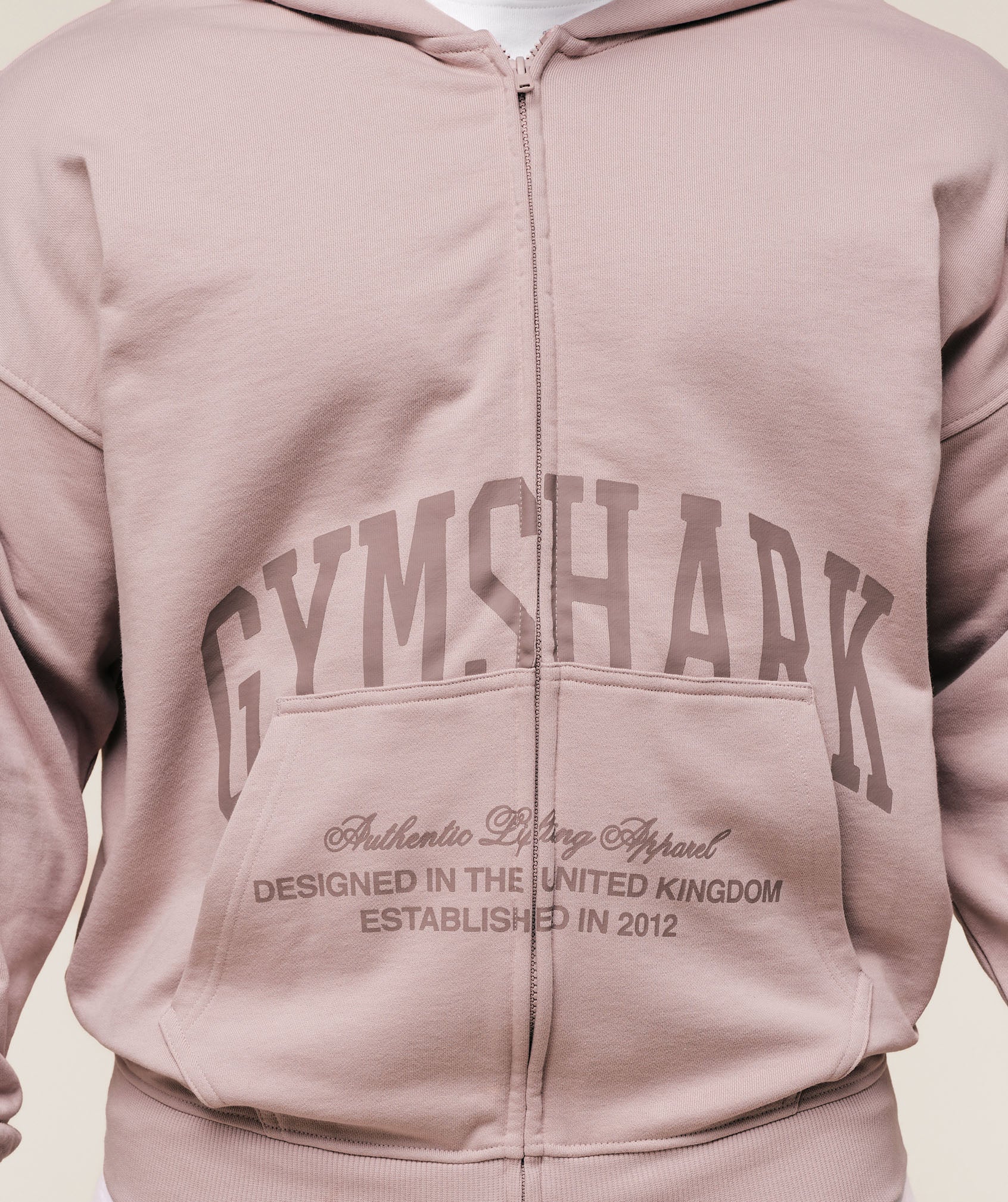 Gymshark Collegiate Script Zip Up Hoodie Muted Pink