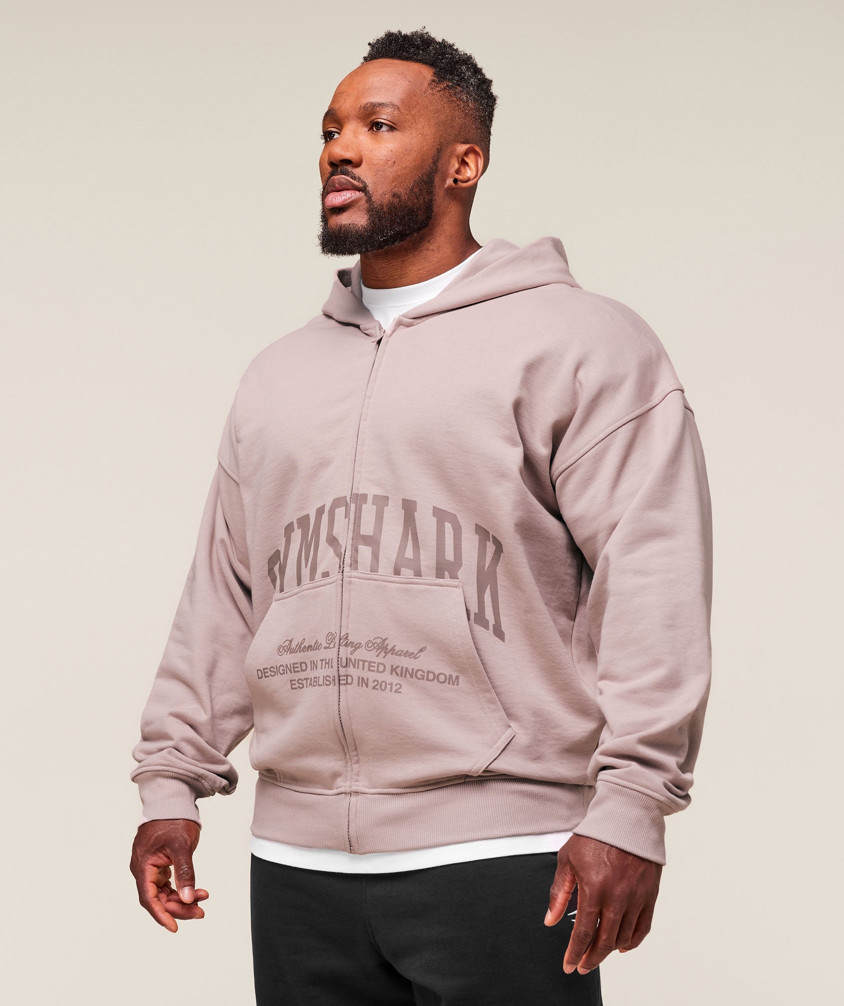 Gymshark Collegiate Script Zip Up Hoodie Muted Pink