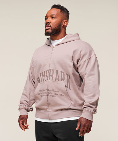 Gymshark Collegiate Script Zip Up Hoodie Muted Pink