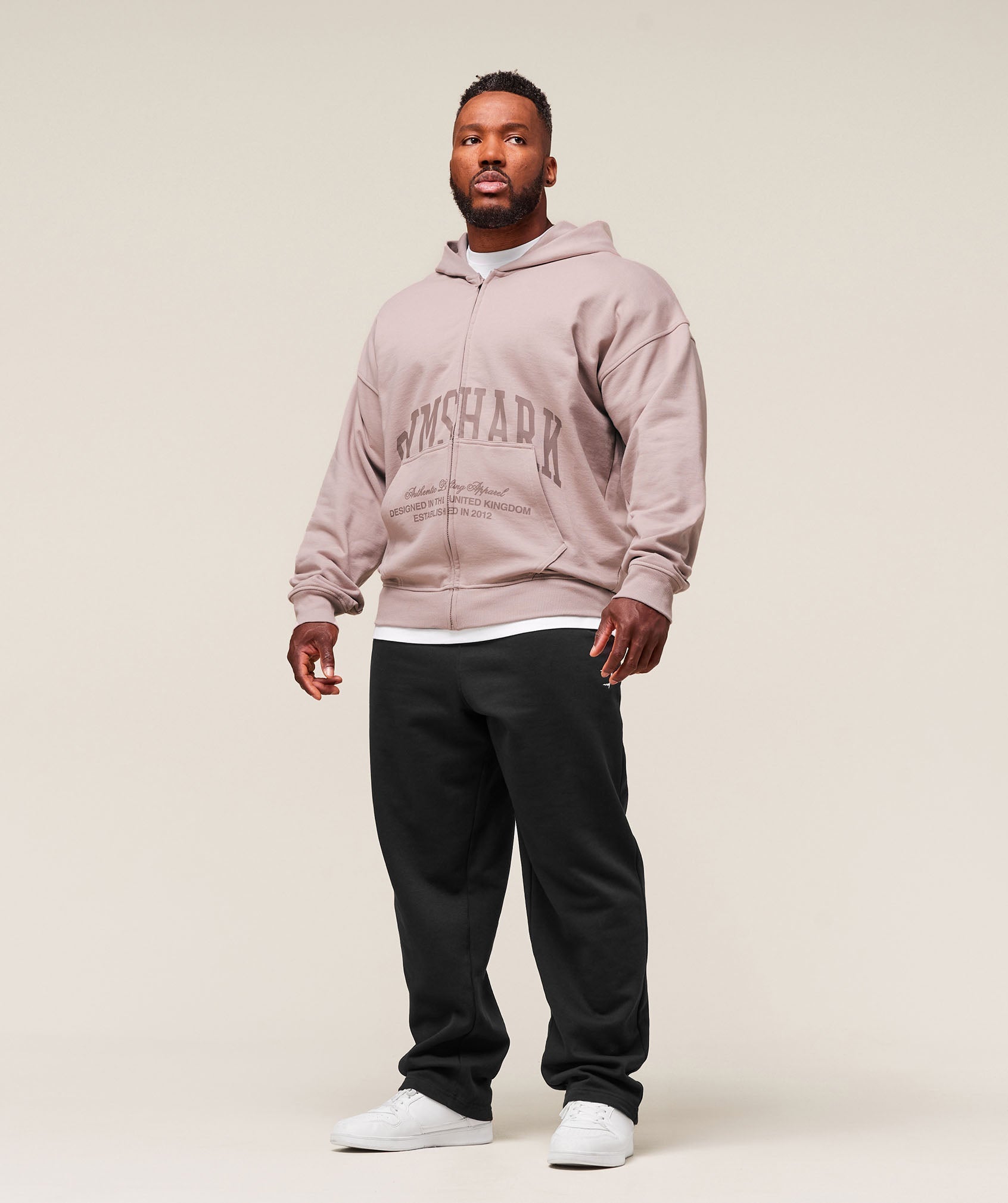 Gymshark Collegiate Script Zip Up Hoodie Muted Pink
