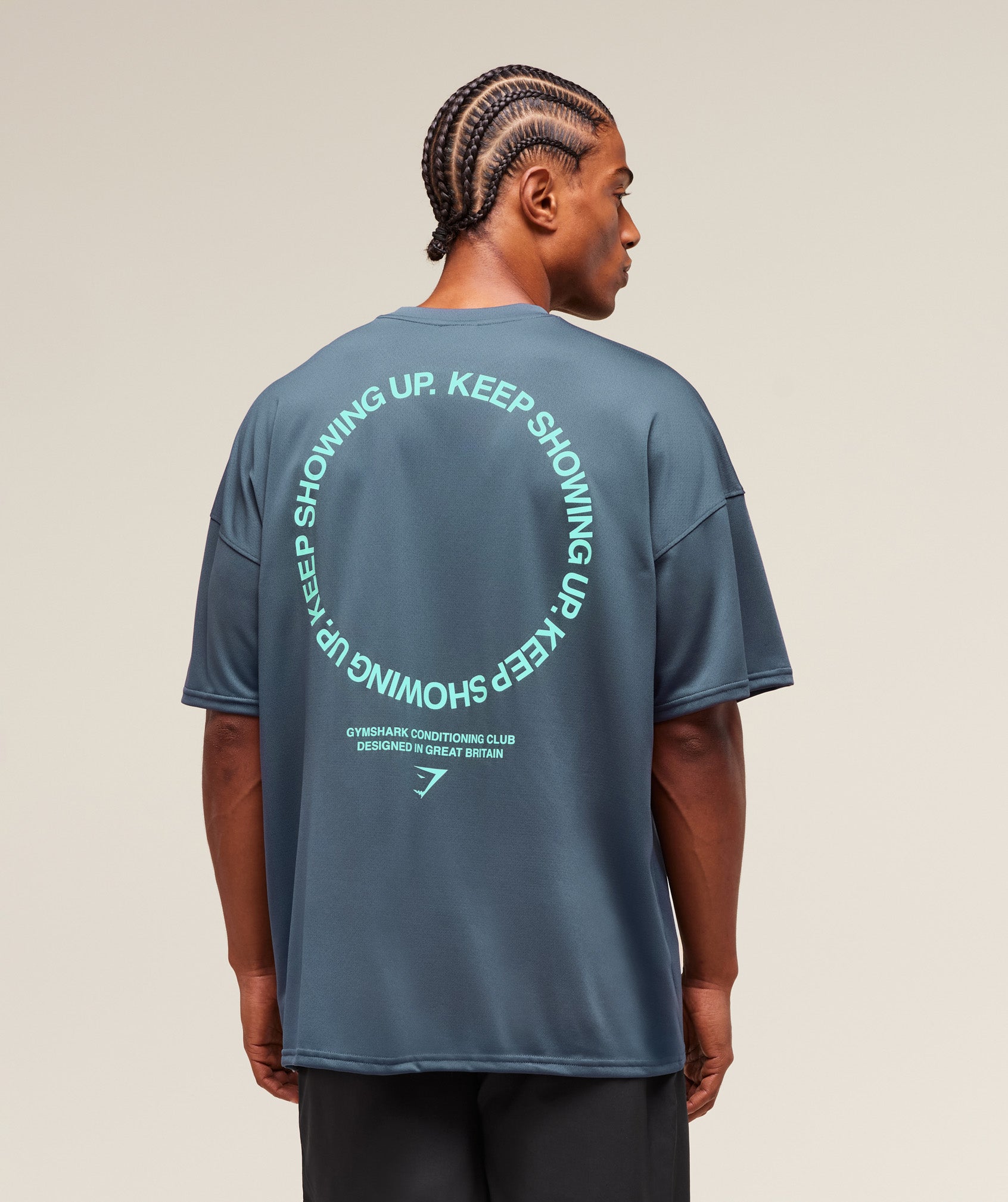 Gymshark Keep Showing Up T-Shirt Titanium Blue