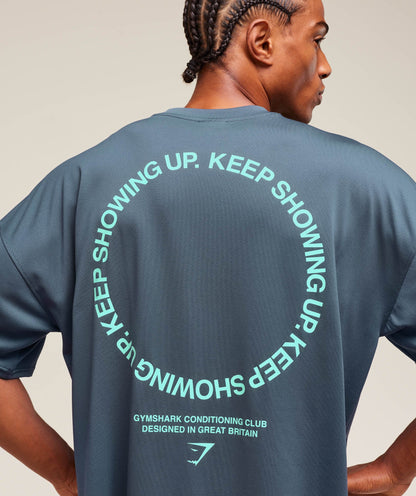 Gymshark Keep Showing Up T-Shirt Titanium Blue
