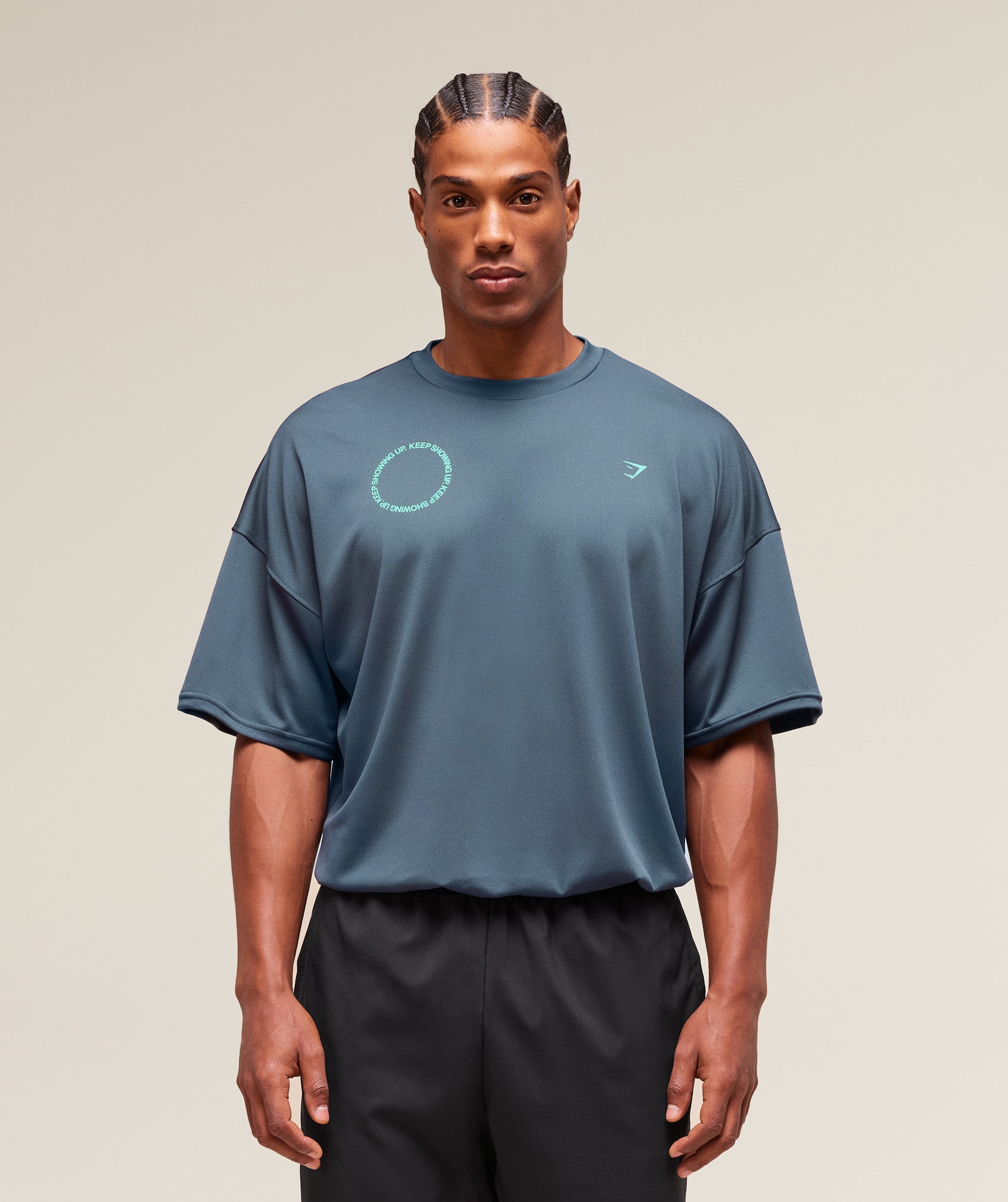 Gymshark Keep Showing Up T-Shirt Titanium Blue