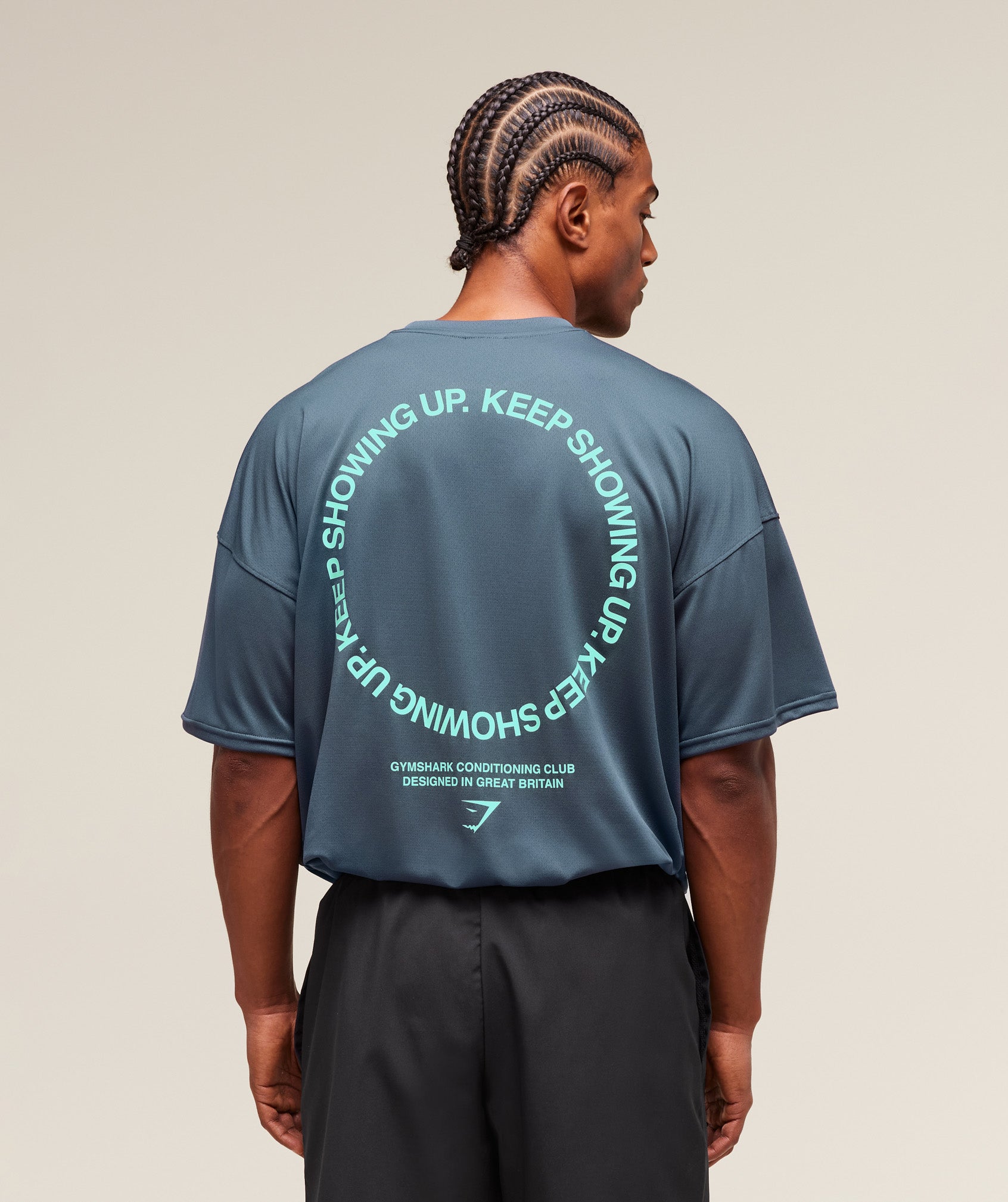 Gymshark Keep Showing Up T-Shirt Titanium Blue