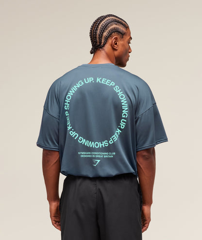 Gymshark Keep Showing Up T-Shirt Titanium Blue