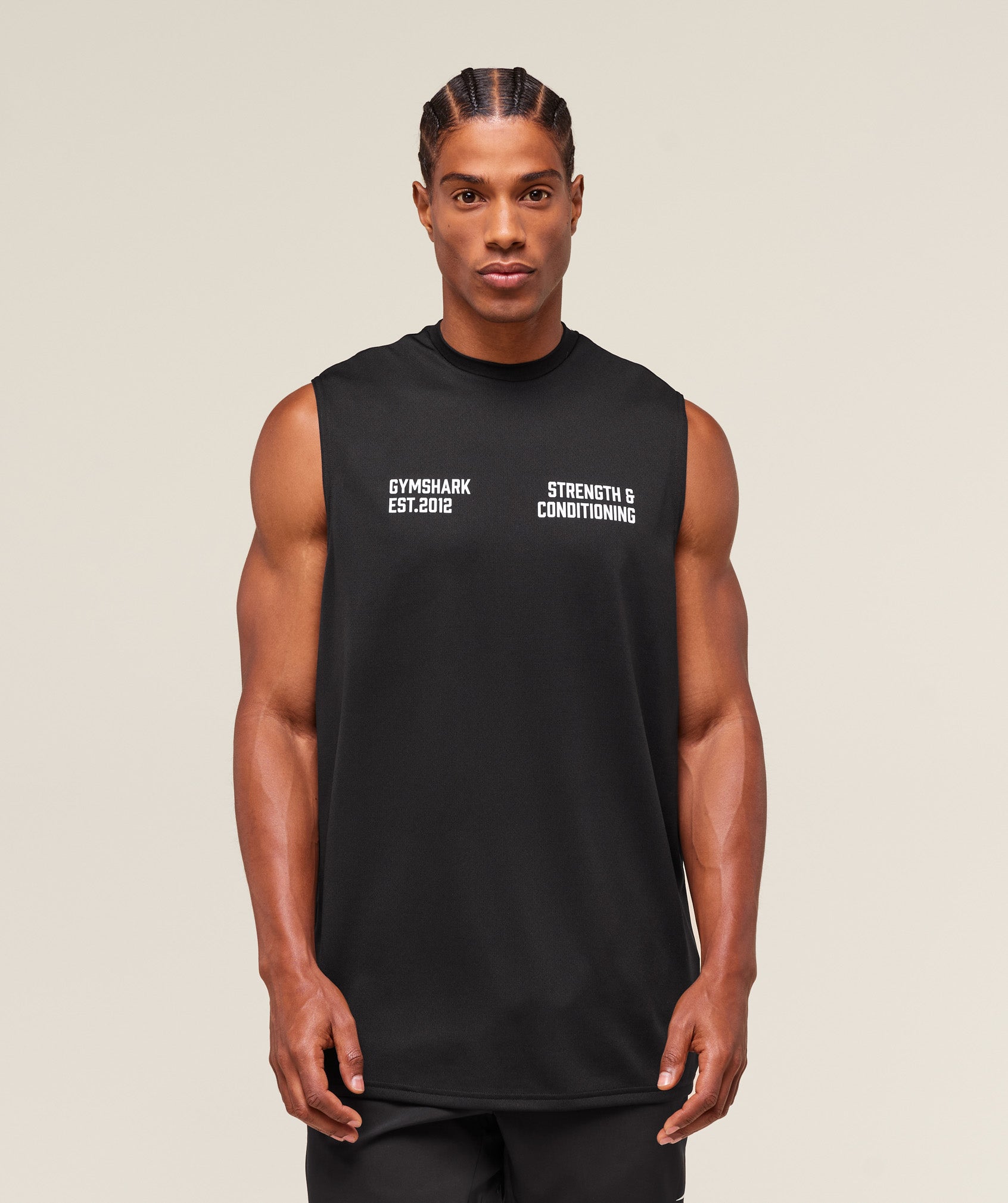 Gymshark S&C Graphic Cut Off Tank Black