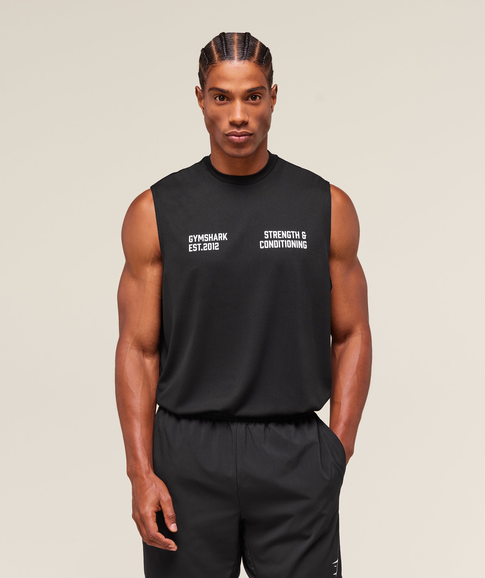Gymshark S&C Graphic Cut Off Tank Black