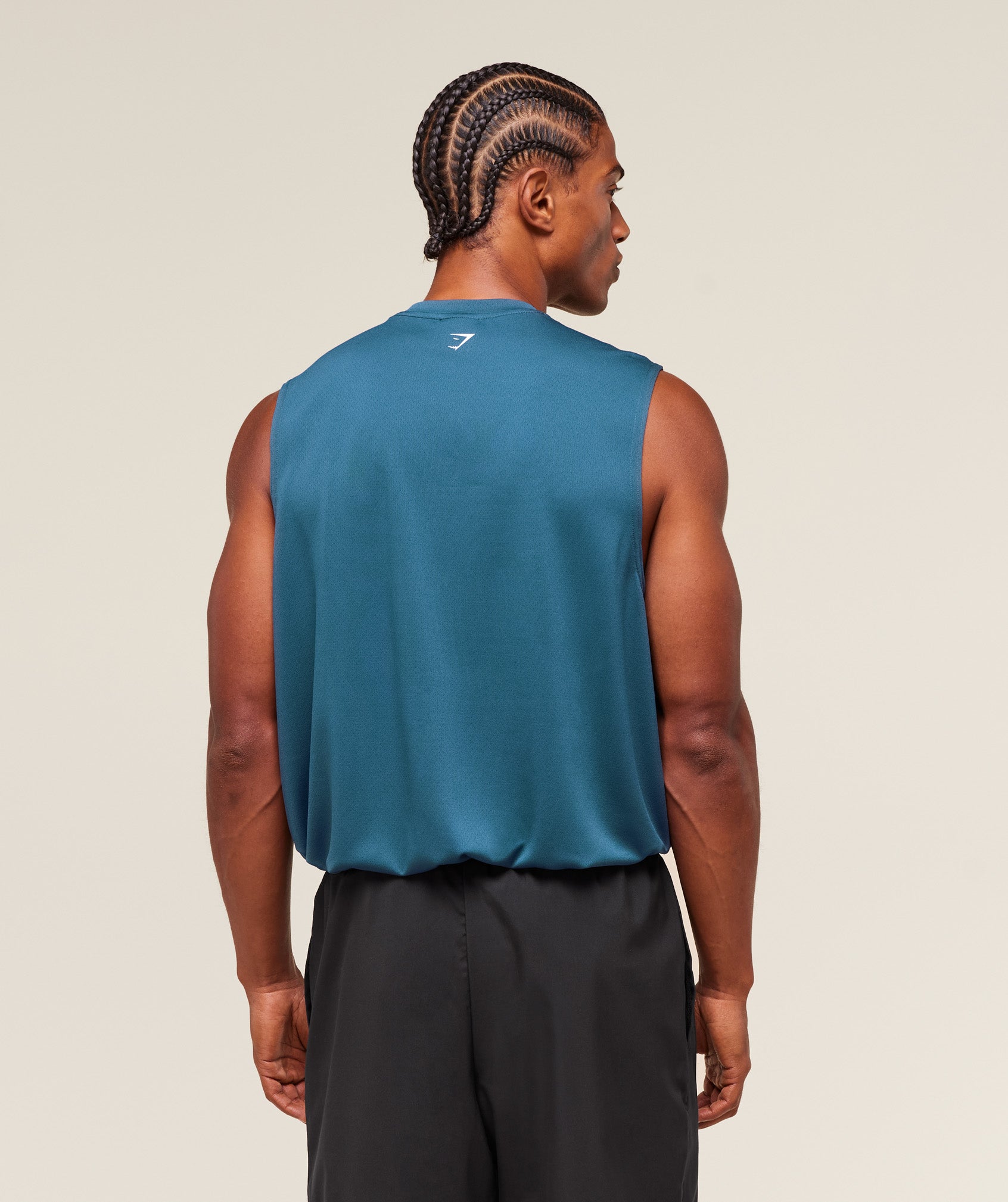 Gymshark S&C Graphic Cut Off Tank Success Blue