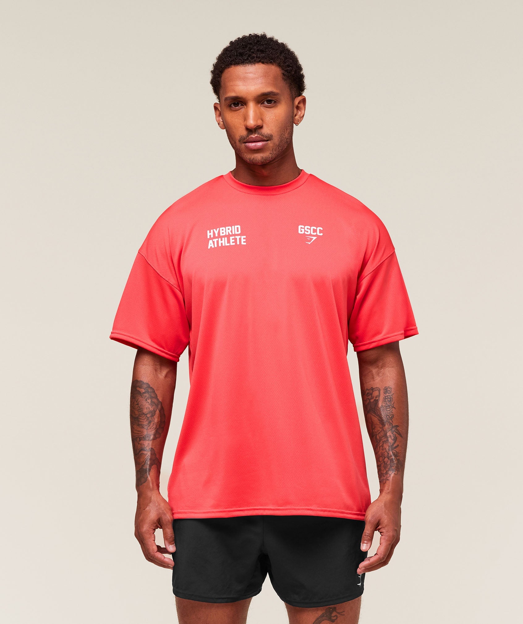 Gymshark Hybrid Athlete T-Shirt Coral Red