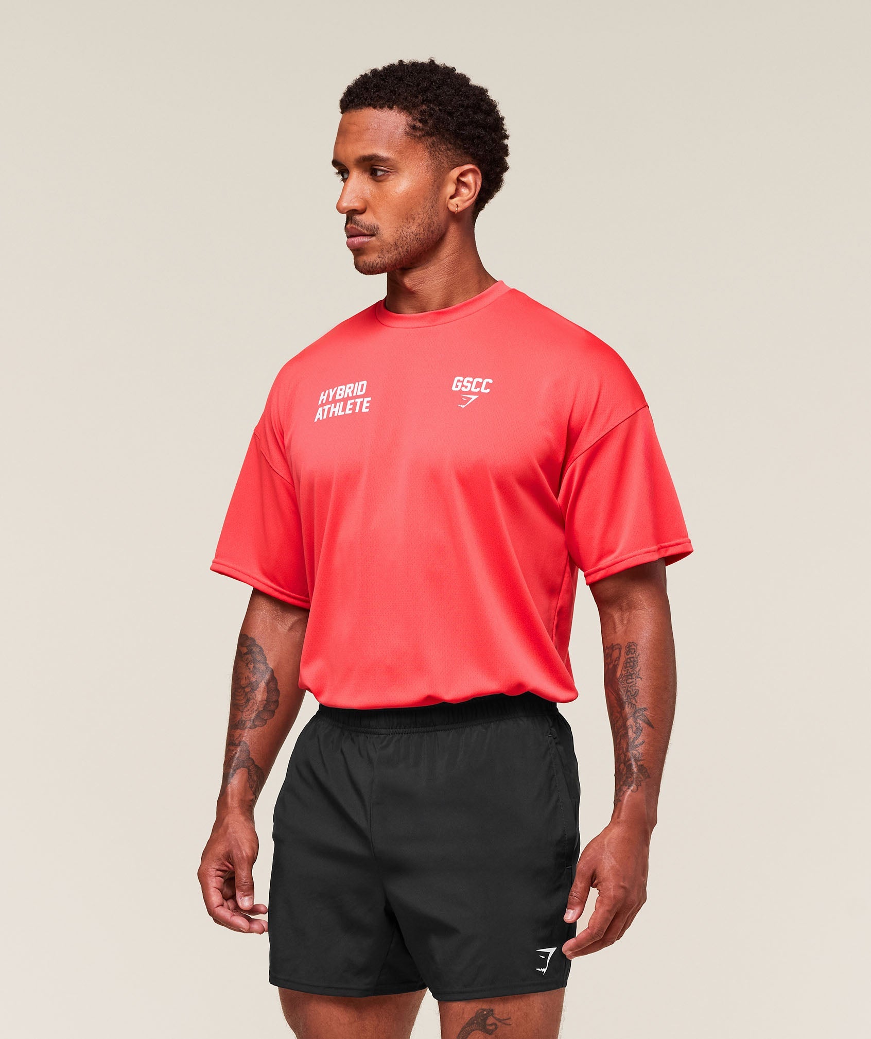 Gymshark Hybrid Athlete T-Shirt Coral Red