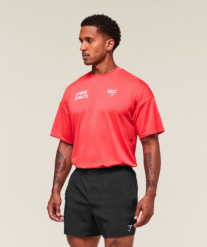 Gymshark Hybrid Athlete T-Shirt Coral Red