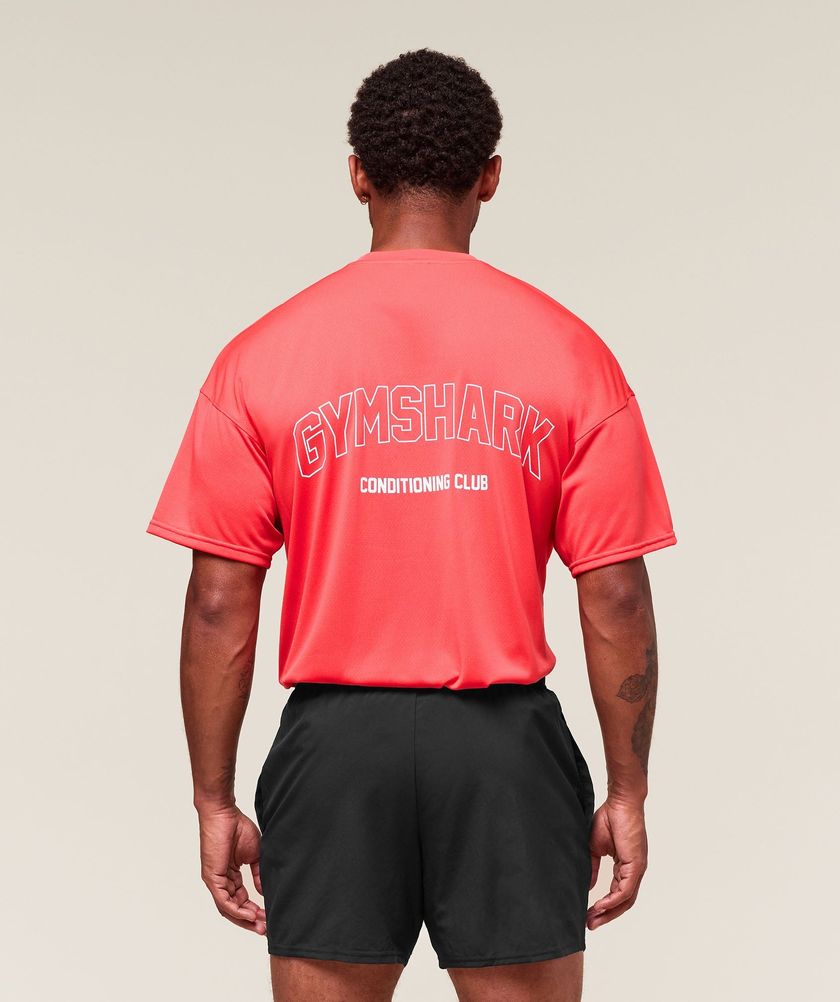 Gymshark Hybrid Athlete T-Shirt Coral Red