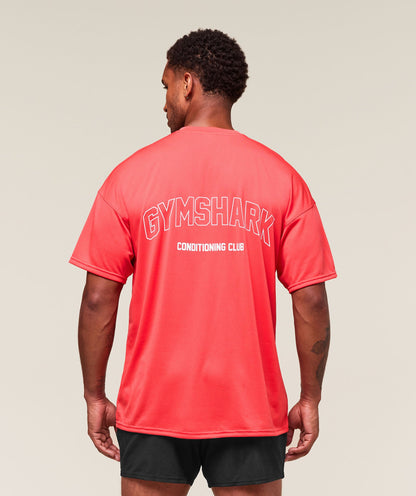 Gymshark Hybrid Athlete T-Shirt Coral Red