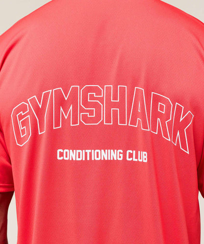 Gymshark Hybrid Athlete T-Shirt Coral Red