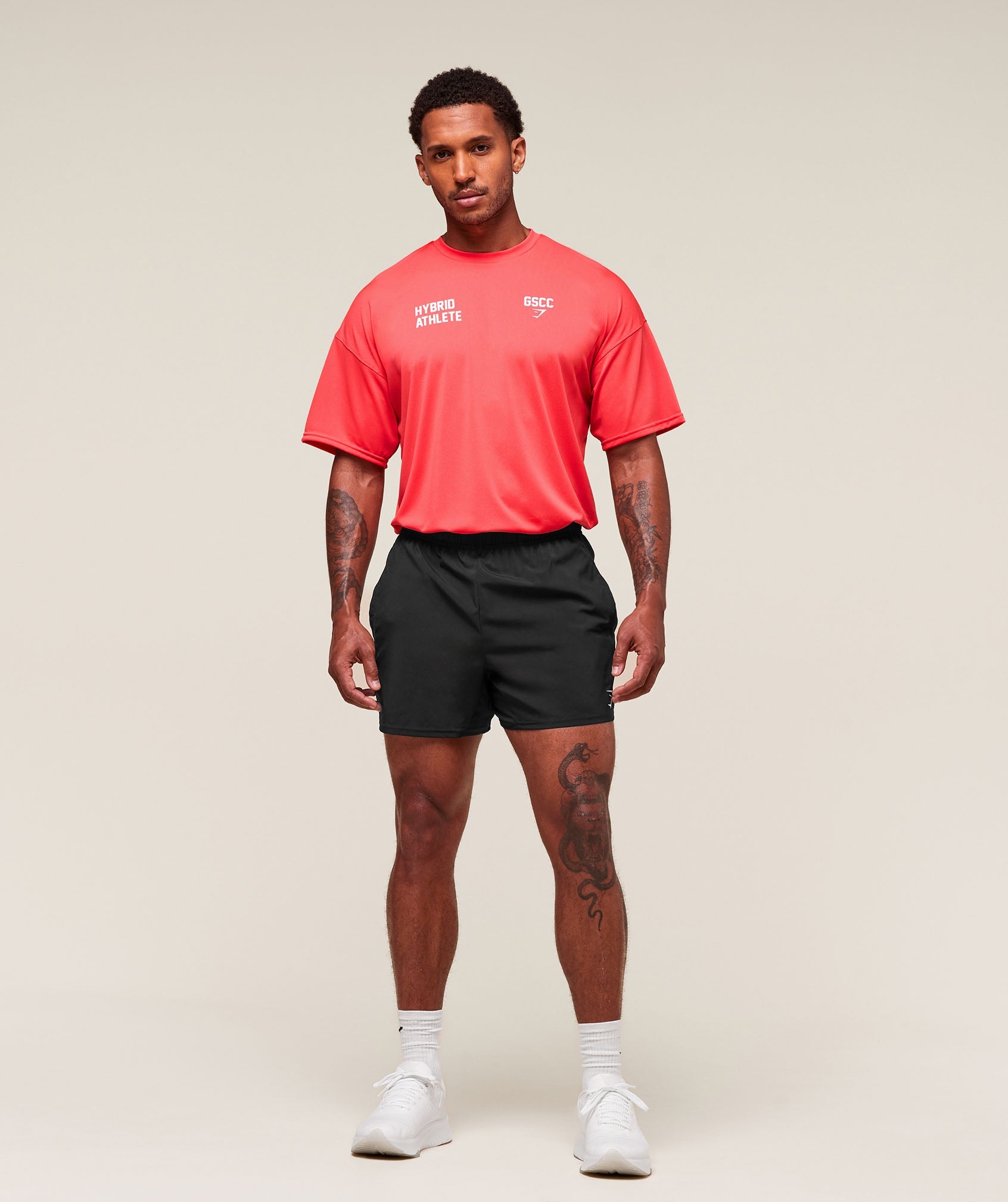 Gymshark Hybrid Athlete T-Shirt Coral Red
