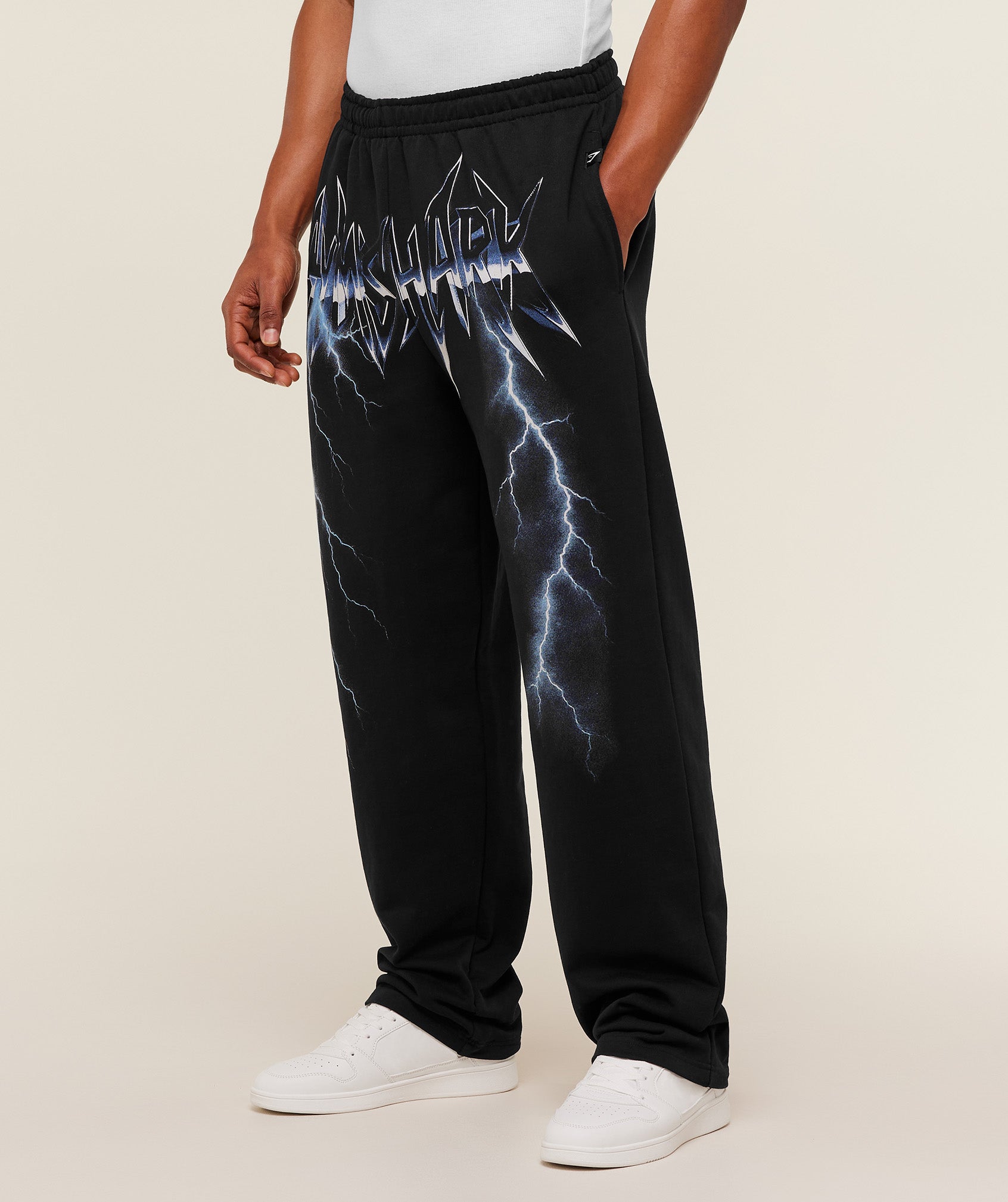 Gymshark Eagle Band Style Graphic Straight Leg Pants Gs Black