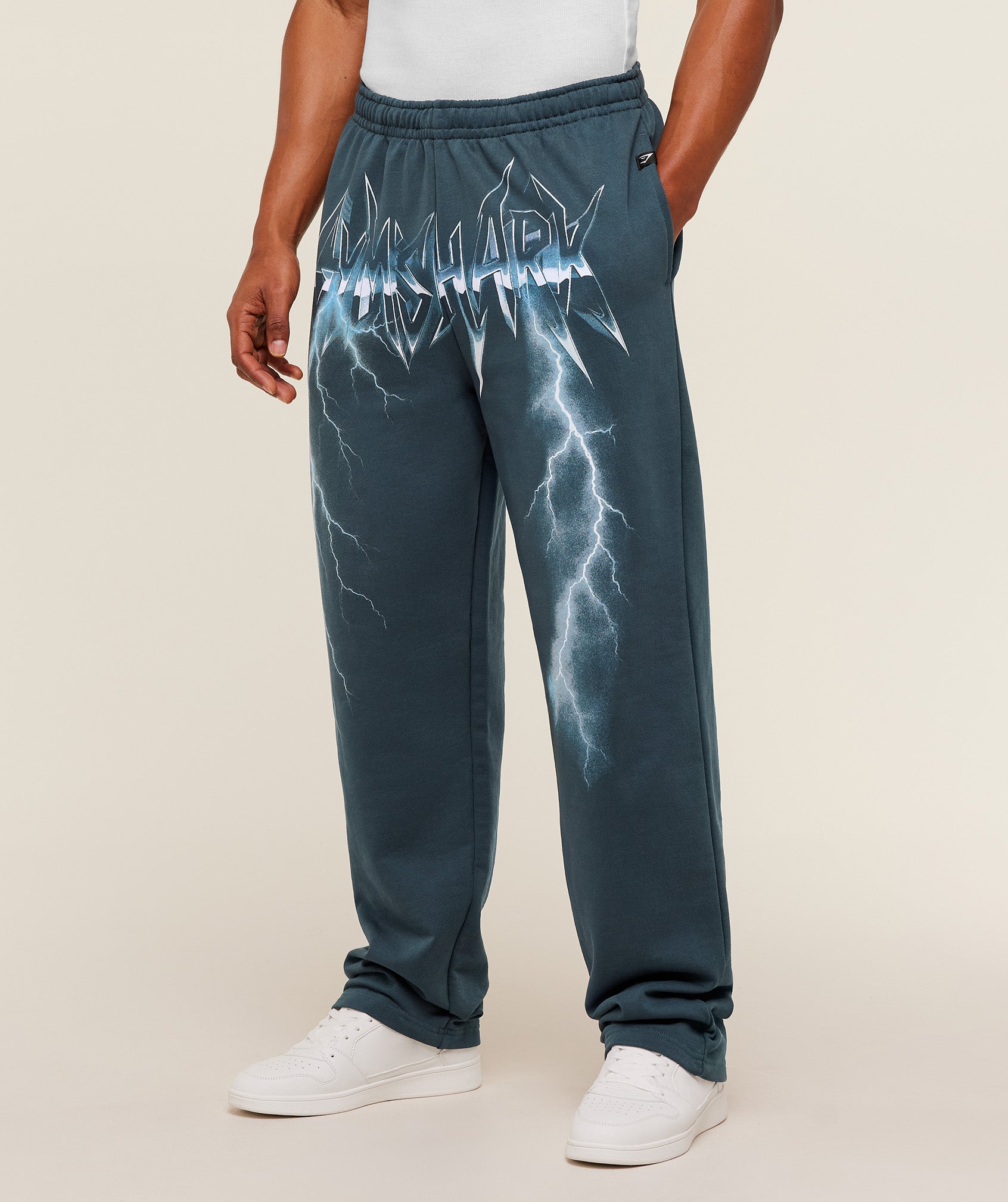 Gymshark Eagle Band Style Graphic Straight Leg Pants Gs Stealth Blue