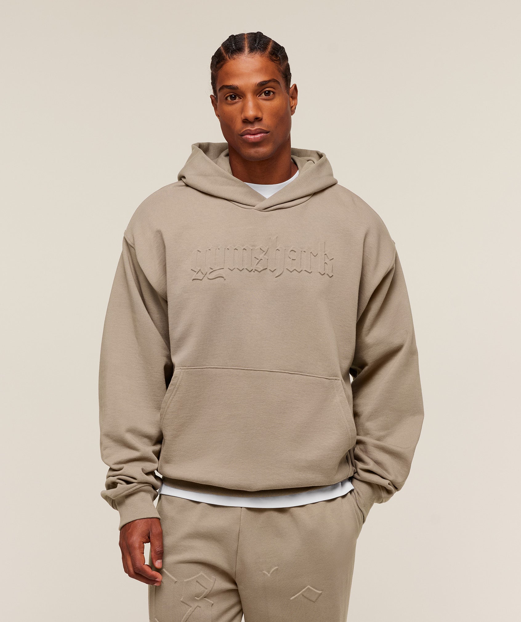 Gymshark Embossed Boxy Hoodie Lifestyle Brown