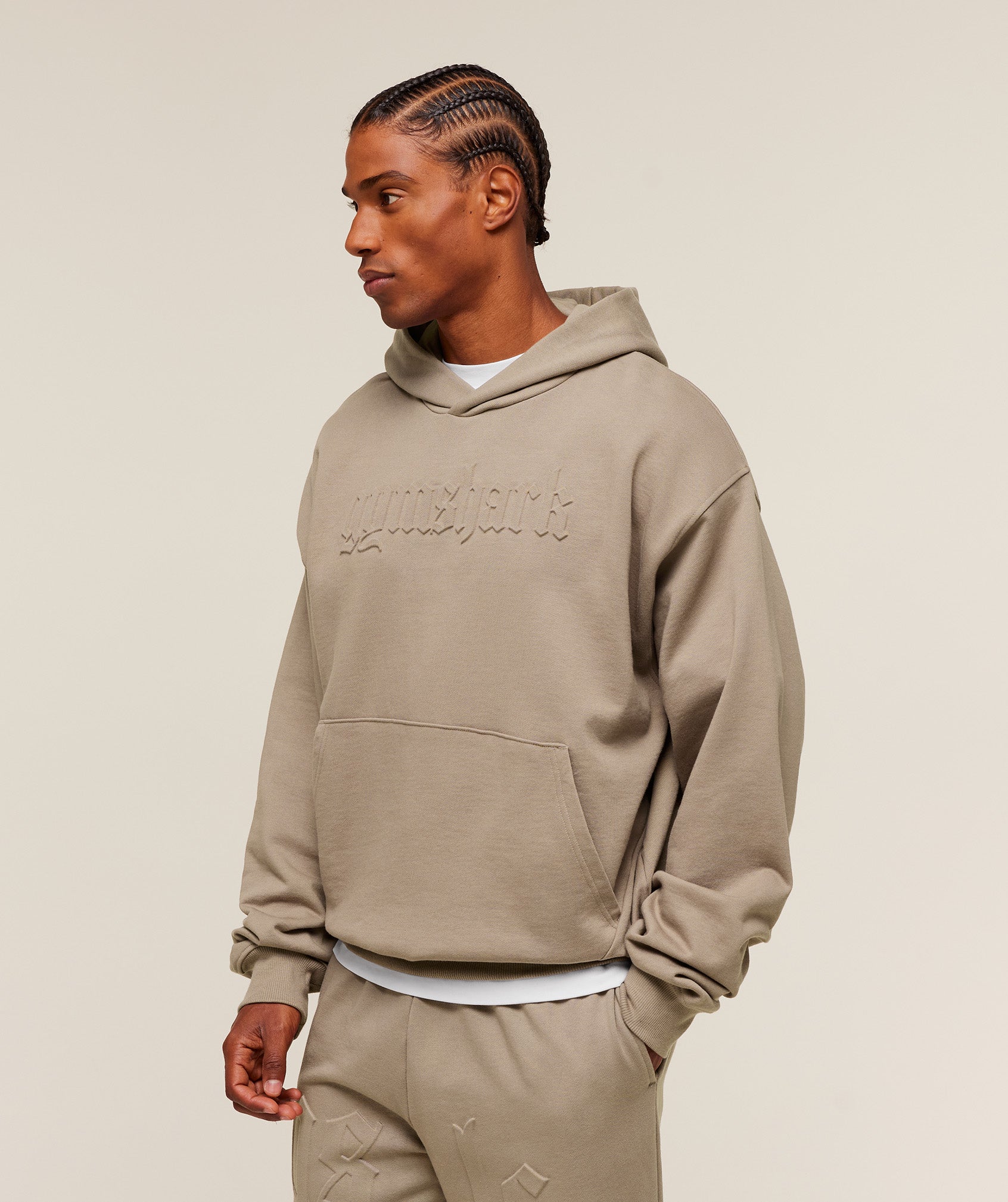 Gymshark Embossed Boxy Hoodie Lifestyle Brown
