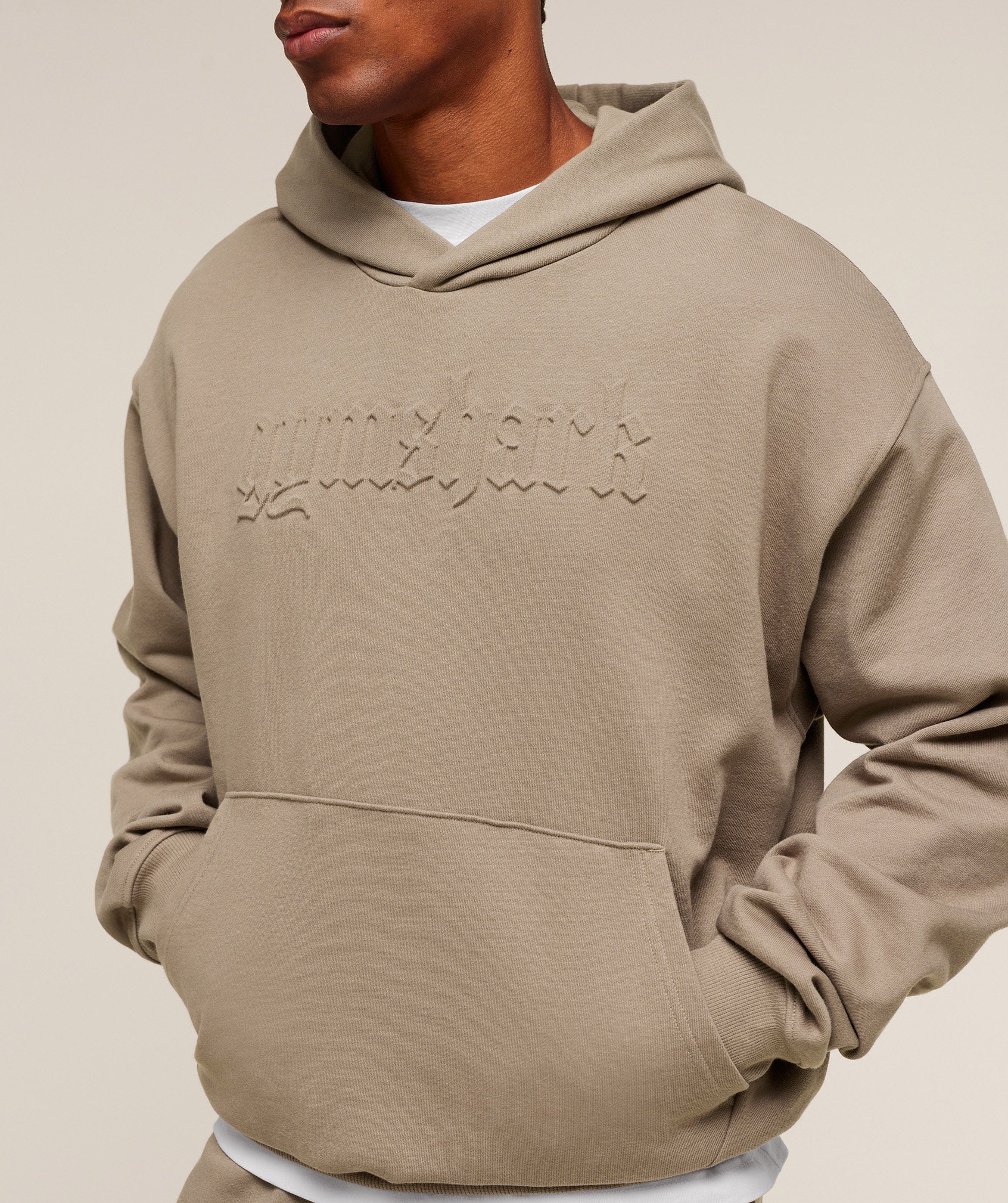 Gymshark Embossed Boxy Hoodie Lifestyle Brown