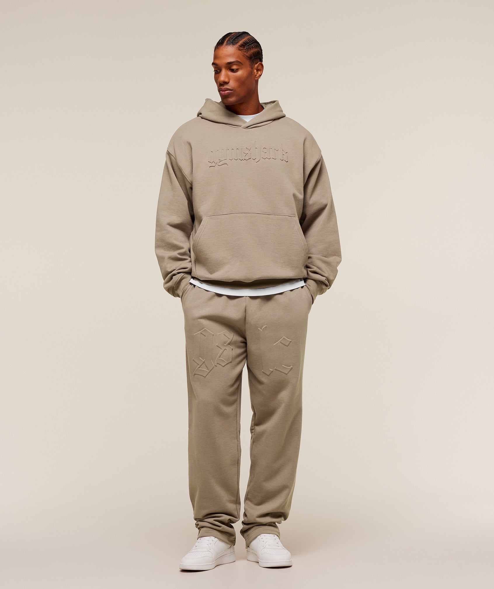 Gymshark Embossed Boxy Hoodie Lifestyle Brown