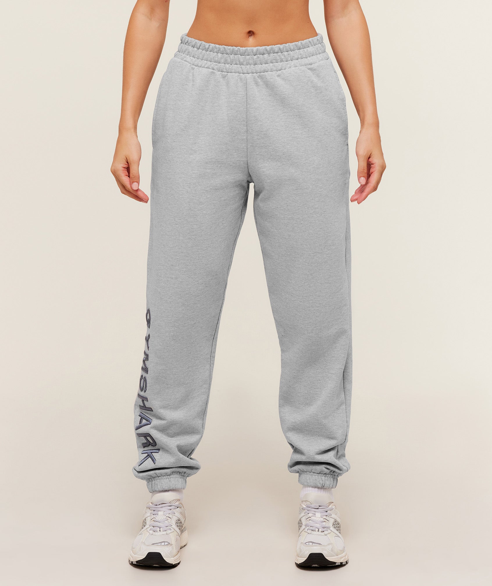 Women's Gymshark Embroidered Logo Joggers Light Grey Core Marl